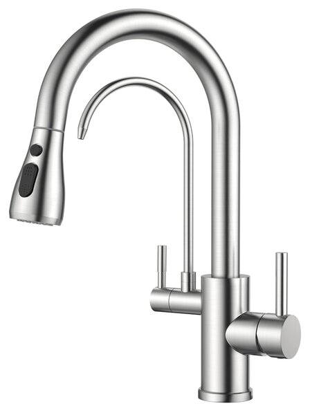 Rubinetto da cucina, miscelatore a tre vie, rubinetto girevole a 360° per cucina
