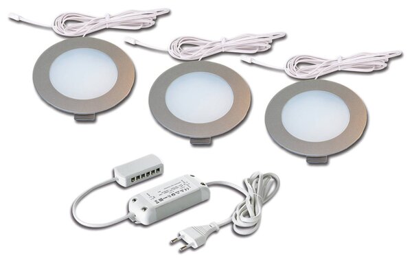 Hera LED incasso FR 78 set 3x bianco caldo 78-LED, Alluminio / Grigio / Zincato, Soggiorno / Sala da pranzo, Plastica, Moderno