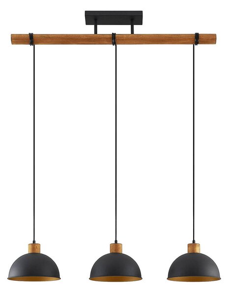 Lindby Flurin, lampada a sospensione a 3 luci, 107 cm, nero, metallo