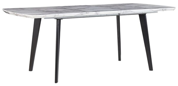 Tavolo da Pranzo Effetto Marmo MDF Gambe in Ferro Nero Piano Allungabile Rettangolare 160/200 x 90 cm Beliani