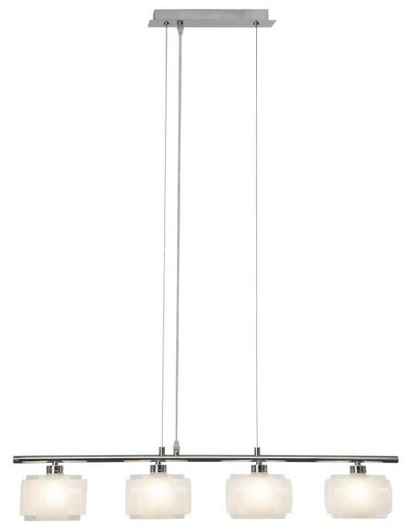 Pendente FONDA a 4 luci in metallo e vetro cromato - 110x80 cm - 33W G9