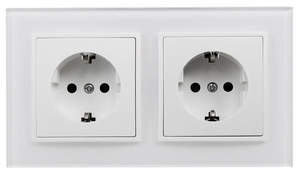 Set di prese McPower Flair "Beginner 2S-Style", bianco, cornice in vetro