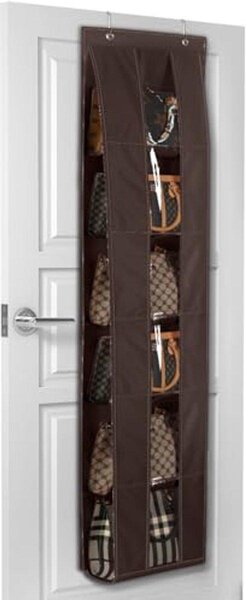 Portaborse da appendere alla porta, organizer per armadio, color marrone scuro