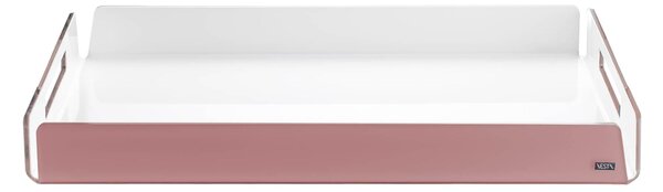Vassoio Rettangolare Grande in Cristallo acrilico LIke Water 45x31xh5 cm con maniglie trasparente e corpo Colore CIPRIA SATINATO/BIANCO