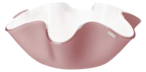 Centrotavola, portafrutta in cristallo acrilico LIke Water Small 22xh10 cm colore CIPRIA SATINATO-INT BIANCO