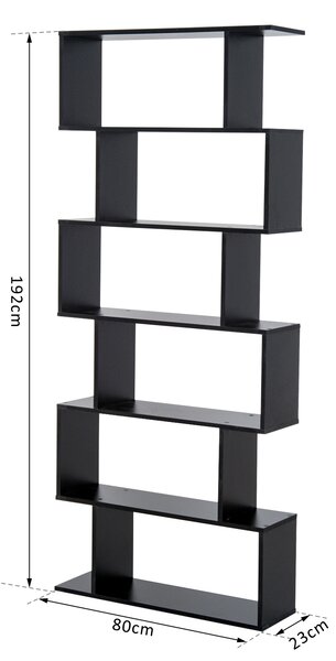 HOMCOM libreria in Legno, Scaffale a Ripiani, Mobile Guardaroba Contemporaneo Decorativo Autoportante a 6 Livelli, Nero 80 × 23 × 192cm|Aosom