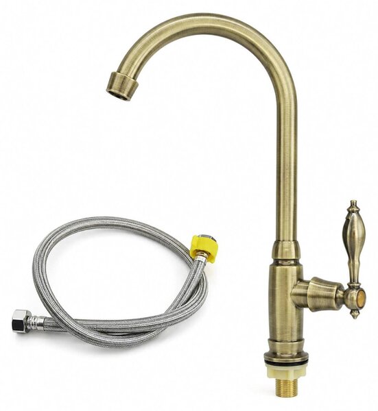 Rubinetto da cucina per acqua fredda, girevole a 360°, color oro