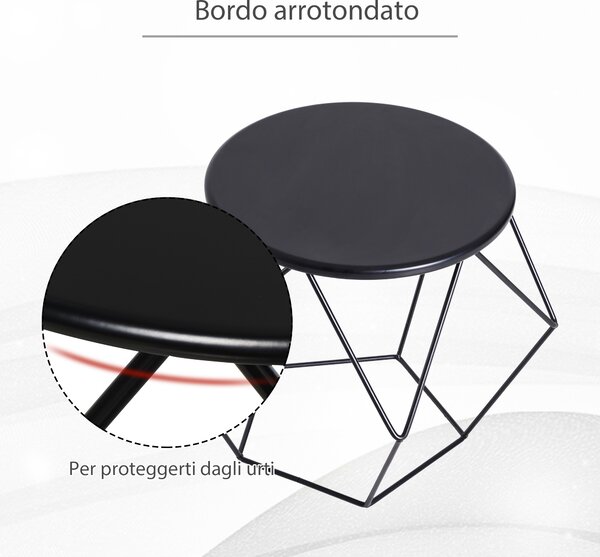 HOMCOM Tavolino da Caffè Salotto Design Nordico Minimalista Geometrico Ampio Piano, Acciaio, 54x54x44cm|Aosom