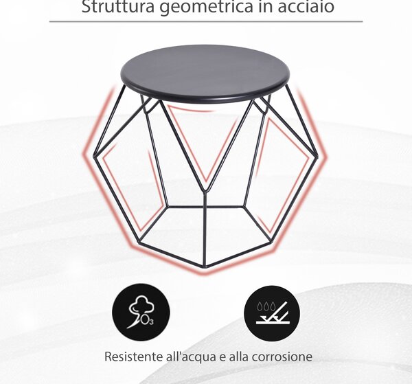 HOMCOM Tavolino da Caffè Salotto Design Nordico Minimalista Geometrico Ampio Piano, Acciaio, 54x54x44cm|Aosom