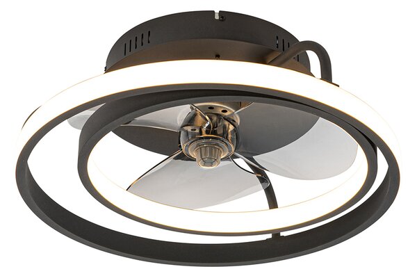 Ventilatore da soffitto nero 46,5 cm con LED e telecomando - Kees