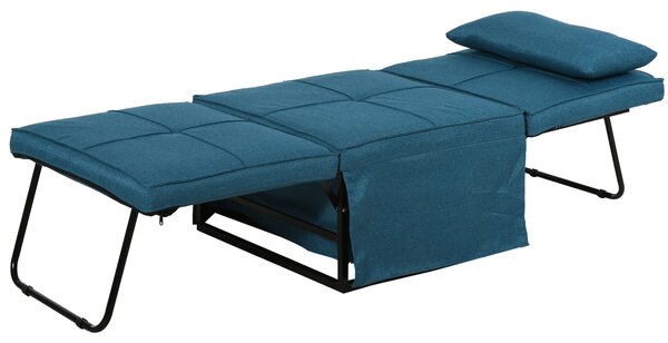 HOMCOM 4 in 1 Divano Letto Multifunzione 5 livelli schienale regolabile puof sedia a sdraio telaio in metallo blu