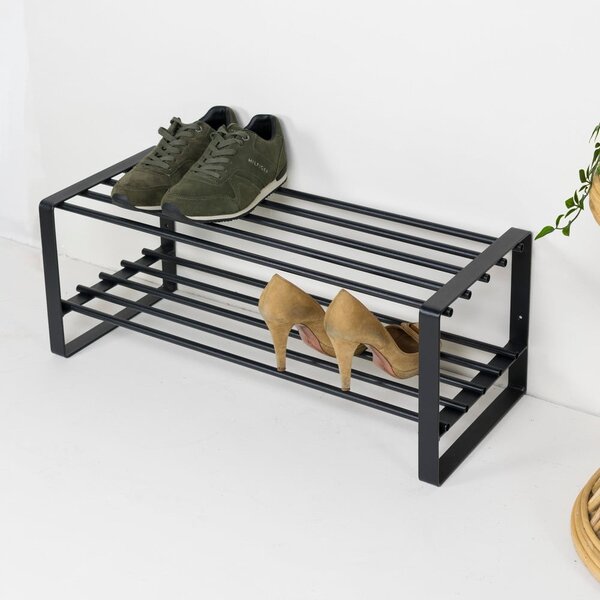Scarpiera nera in metallo 70x29x27 cm Rex – Spinder Design