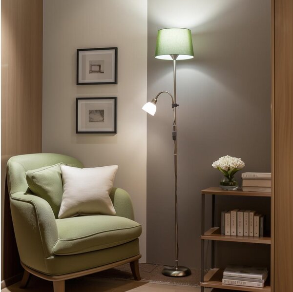 Brilagi - Lampada da terra CERIA 1xE27/100W/230V + 1xE14/25W cromo satinato/verde