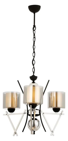 Lampadario a catena VARANA 3xE27/40W/230V nero/cromo lucido
