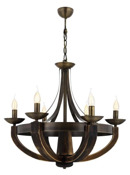 Lampadario a catena KOBE 6xE14/40W/230V marrone