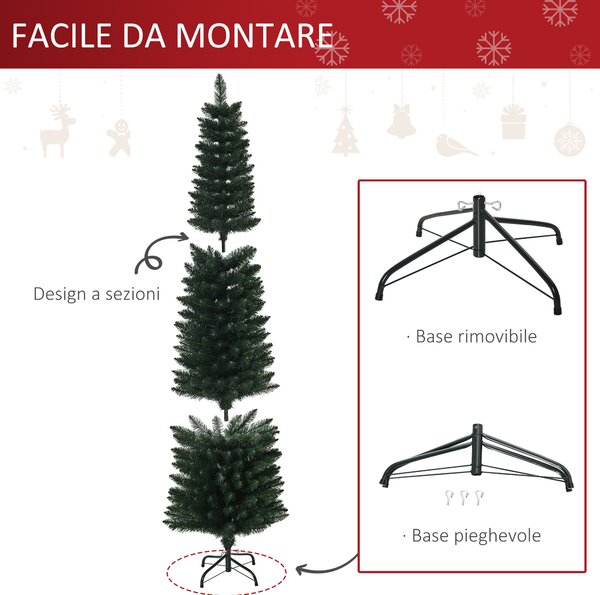 HOMCOM HOMCM Albero di Natale Artificiale Alto con Base Pieghevole, 380 Rami, in PVC e Metallo, Φ56x1800cm, Verde|Aosom