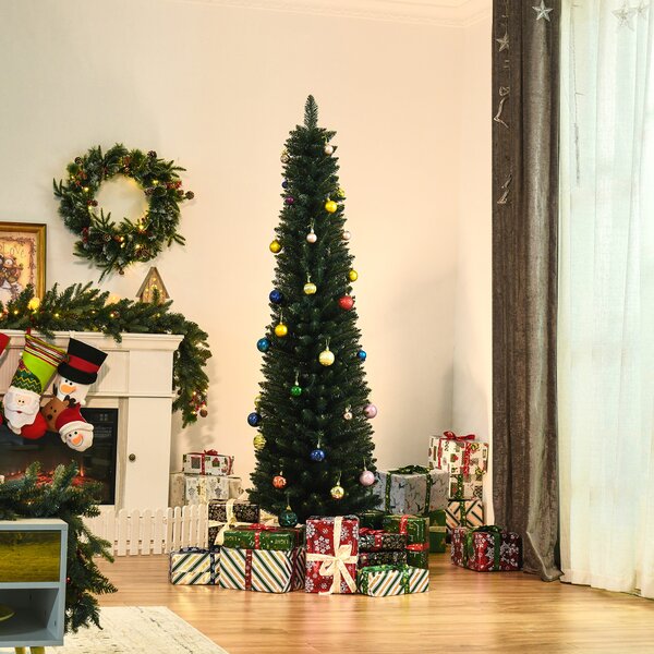 HOMCOM HOMCM Albero di Natale Artificiale Alto con Base Pieghevole, 380 Rami, in PVC e Metallo, Φ56x1800cm, Verde|Aosom