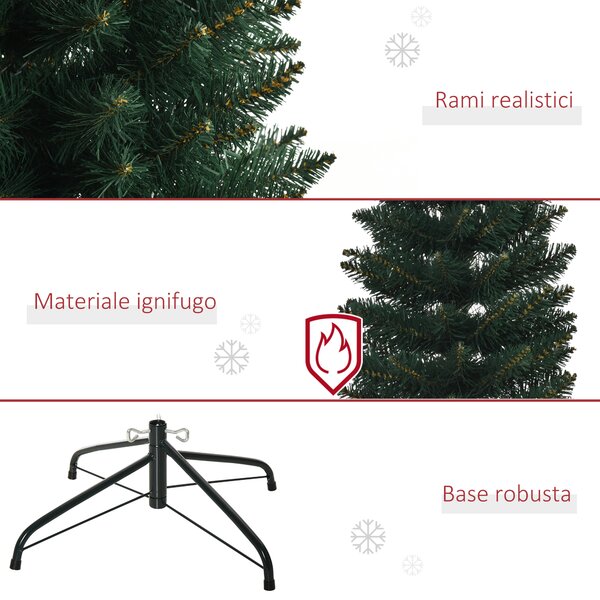 HOMCOM HOMCM Albero di Natale Artificiale Alto con Base Pieghevole, 380 Rami, in PVC e Metallo, Φ56x1800cm, Verde|Aosom