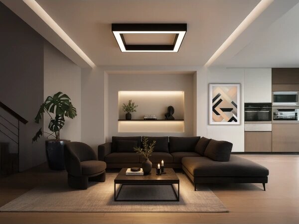 Plafoniera LED/130W/230V 3000/4000/6500K 100x100 cm nera