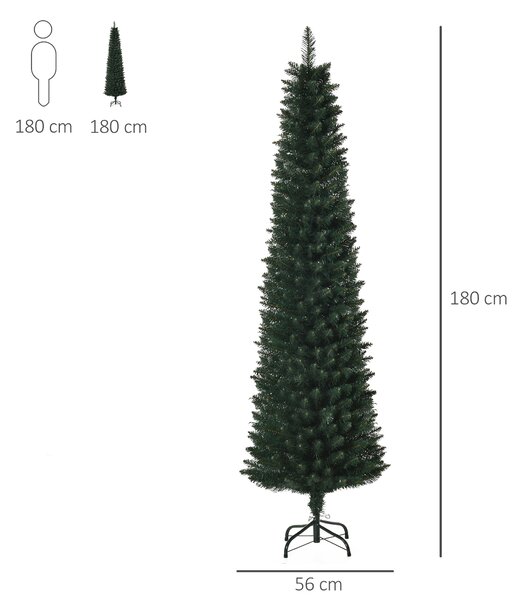 HOMCOM HOMCM Albero di Natale Artificiale Alto con Base Pieghevole, 380 Rami, in PVC e Metallo, Φ56x1800cm, Verde|Aosom