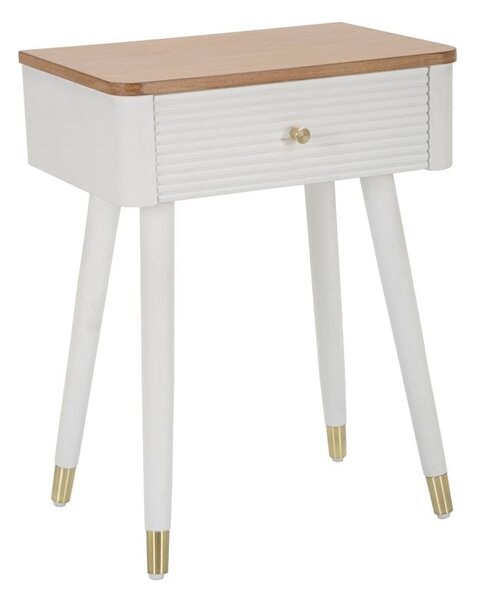 Comodino Matera 45x62x32 cm in Legno MDF e Ferro Bianco/Marrone
