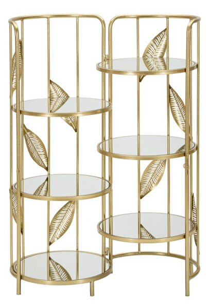 Libreria Leaf Double 73x90x35 cm in Ferro e MDF Oro