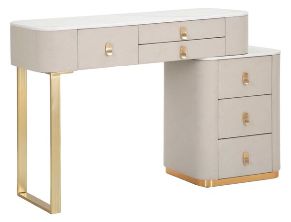 Consolle Trucco da Camera Beauty 120x75x40 cm in Legno MDF e Metallo Crema/Oro