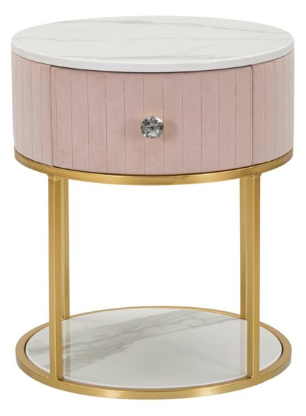 Comodino Montpellier Rosa Ø 42x48 cm in Ferro Legno