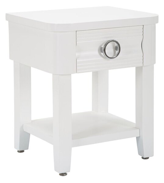 Comodino Shine 45x54x40 cm in Legno MDF e Metallo Bianco