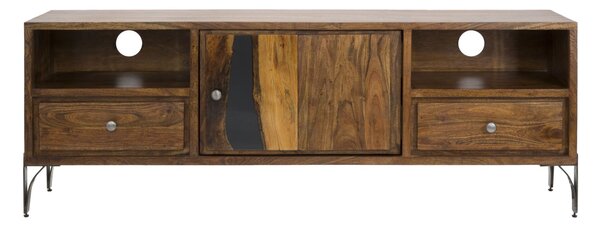 Porta Tv Mustang 175x40x60 cm in Legno di Acacia e in Ferro Marrone e Grigio