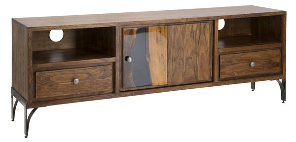 Porta Tv Mustang 175x40x60 cm in Legno di Acacia e in Ferro Marrone e Grigio