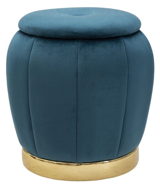 Pouf Contenitore Paris Oro Ø 43x43 cm in Legno e Poliestere Ottanio