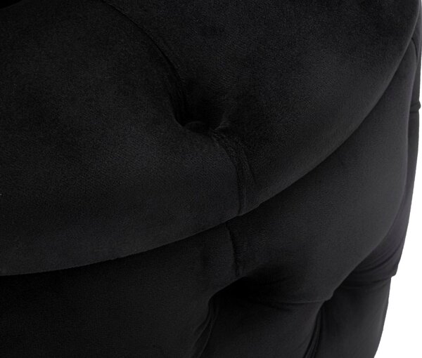 Puff Contenitore Rich Nero Ø55x42 cm in Legno Spugna Poliestere e Acciaio Nero e Oro