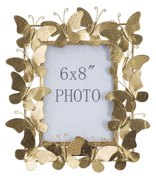 Cornice Butterfly Glam 28x11,5x30,5 cm in Ferro e Vetro Oro