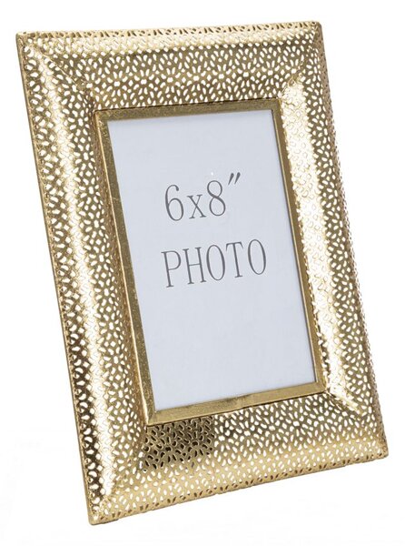 Cornice Glam Holes 25x12x31 cm in Ferro e Vetro Oro