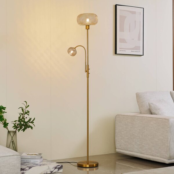 Lampada da terra Aliette Lindby, Ottone / Oro, Soggiorno / Sala da pranzo, Metallo, Moderno, Lampada da terra