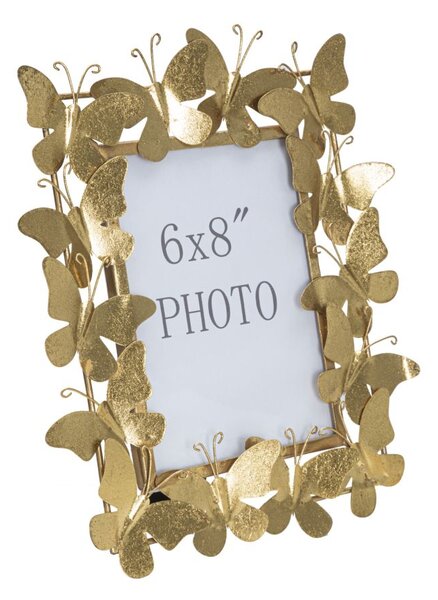 Cornice Butterfly Glam 28x11,5x30,5 cm in Ferro e Vetro Oro