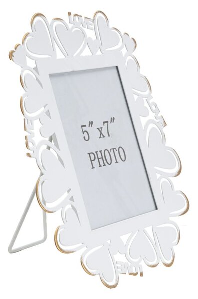 Cornice Heart 25x14,5x27,7 cm in Ferro e Vetro Bianco e Oro