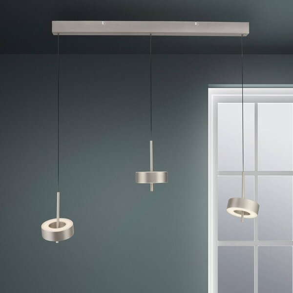 Q-Smart-Home Paul Neuhaus Lampada a sospensione Smart LED Q-Rotate, alluminio 3 luci. dimmerabile, Alluminio / Grigio / Zincato, Soggiorno / Sala da pranzo, Alluminio, Moderno