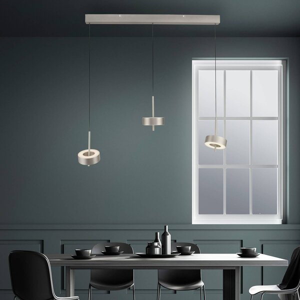 Q-Smart-Home Paul Neuhaus Lampada a sospensione Smart LED Q-Rotate, alluminio 3 luci. dimmerabile, Alluminio / Grigio / Zincato, Soggiorno / Sala da pranzo, Alluminio, Moderno
