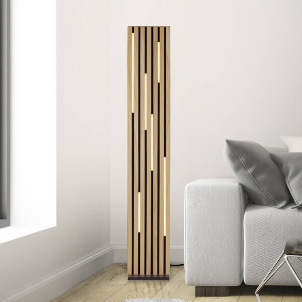 Q-Smart-Home Paul Neuhaus Lampada LED da pavimento Q-Acoustic in legno altezza 162 cm Q-Akustik, dimmerabile, Legno chiaro, Soggiorno / Sala da pranzo, Legno, Moderno