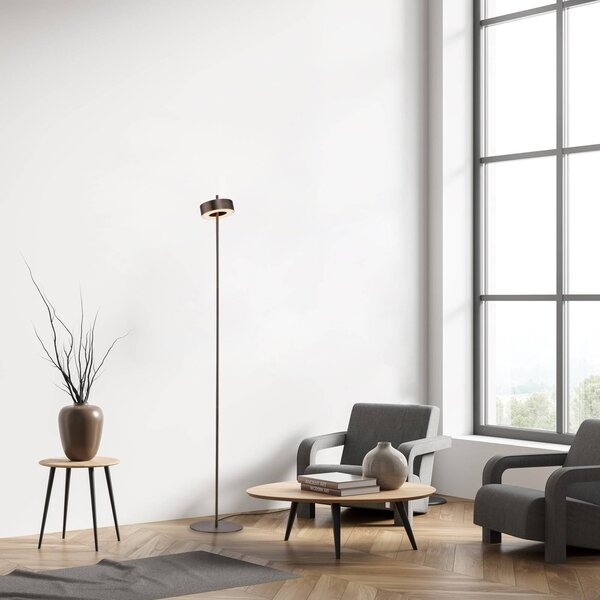 Q-Smart-Home Paul Neuhaus Lampada LED da pavimento Q-Rotate marrone scuro 140 cm Q-Rotate, dimmerabile, Marrone / Ruggine, Soggiorno / Sala da pranzo, Alluminio, Moderno