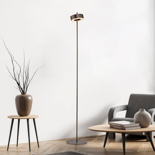 Q-Smart-Home Paul Neuhaus Lampada LED da pavimento Q-Rotate marrone scuro 140 cm Q-Rotate, dimmerabile, Marrone / Ruggine, Soggiorno / Sala da pranzo, Alluminio, Moderno