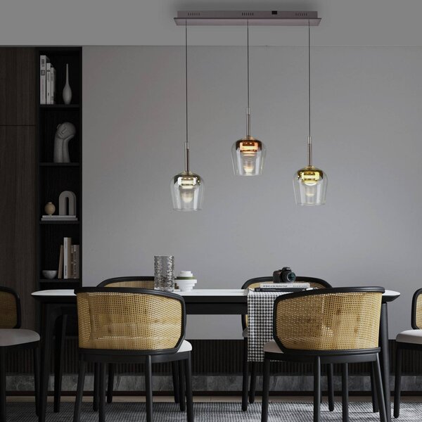 Q-Smart-Home Paul Neuhaus Lampada a sospensione SMART LED Q-Kon multicolore 3 luci Q-Kon, dimmerabile, Multicolore, Soggiorno / Sala da pranzo, Vetro, Moderno
