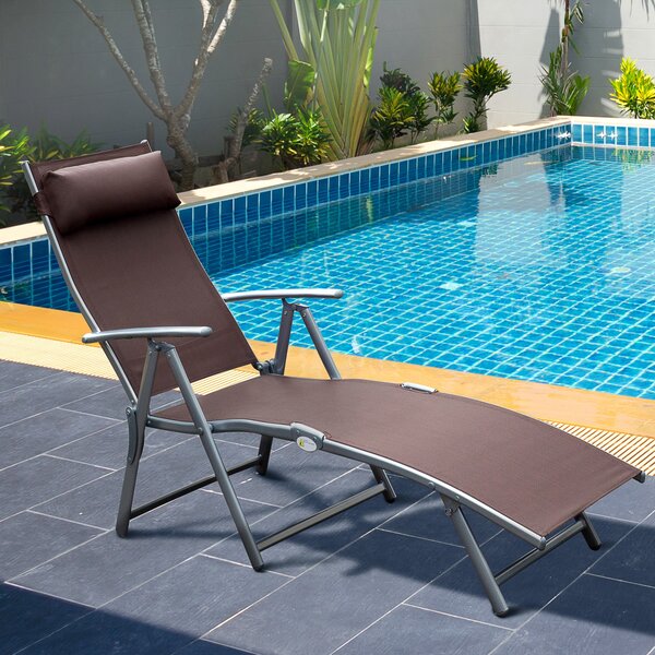 Outsunny Sedie Sdraia da Giardino lettino prendisole da terrazzo pieghevole arredamento giardino Relax Reclinabile Telaio in Metallo Marrone|Aosom