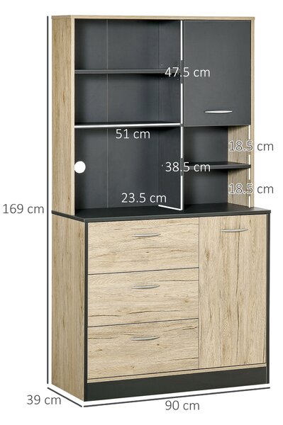 HOMCOM Credenza Cucina Alta - 180cm, 4 Ante, Cassetto, Ripiano Regolabile, Bianco - Foto 8