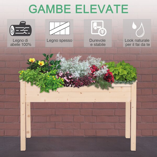 Outsunny Orto Urbano Pensile Tavolo Porta Piante con Fodera in Tessuto per Giardino 122.5x56.5x76cm legno|Aosom