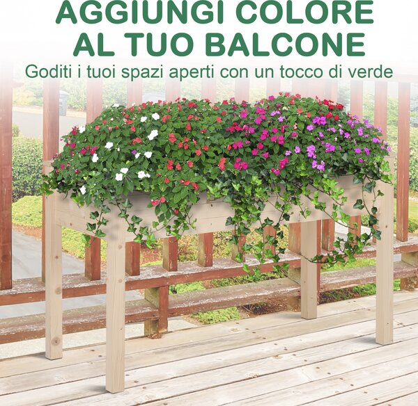 Outsunny Orto Urbano Pensile Tavolo Porta Piante con Fodera in Tessuto per Giardino 122.5x56.5x76cm legno|Aosom