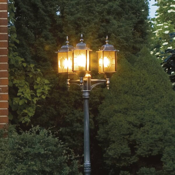 Konstsmide Lampada su palo a 3 luci MILANO in nero/argento MILANO, dimmerabile, Nero, Plastica