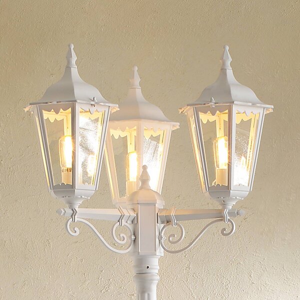 Konstsmide Lampione Firenze 3 luci, bianco FIRENZE, dimmerabile, Bianco / Opale, Vetro, Campagna / Rustiche